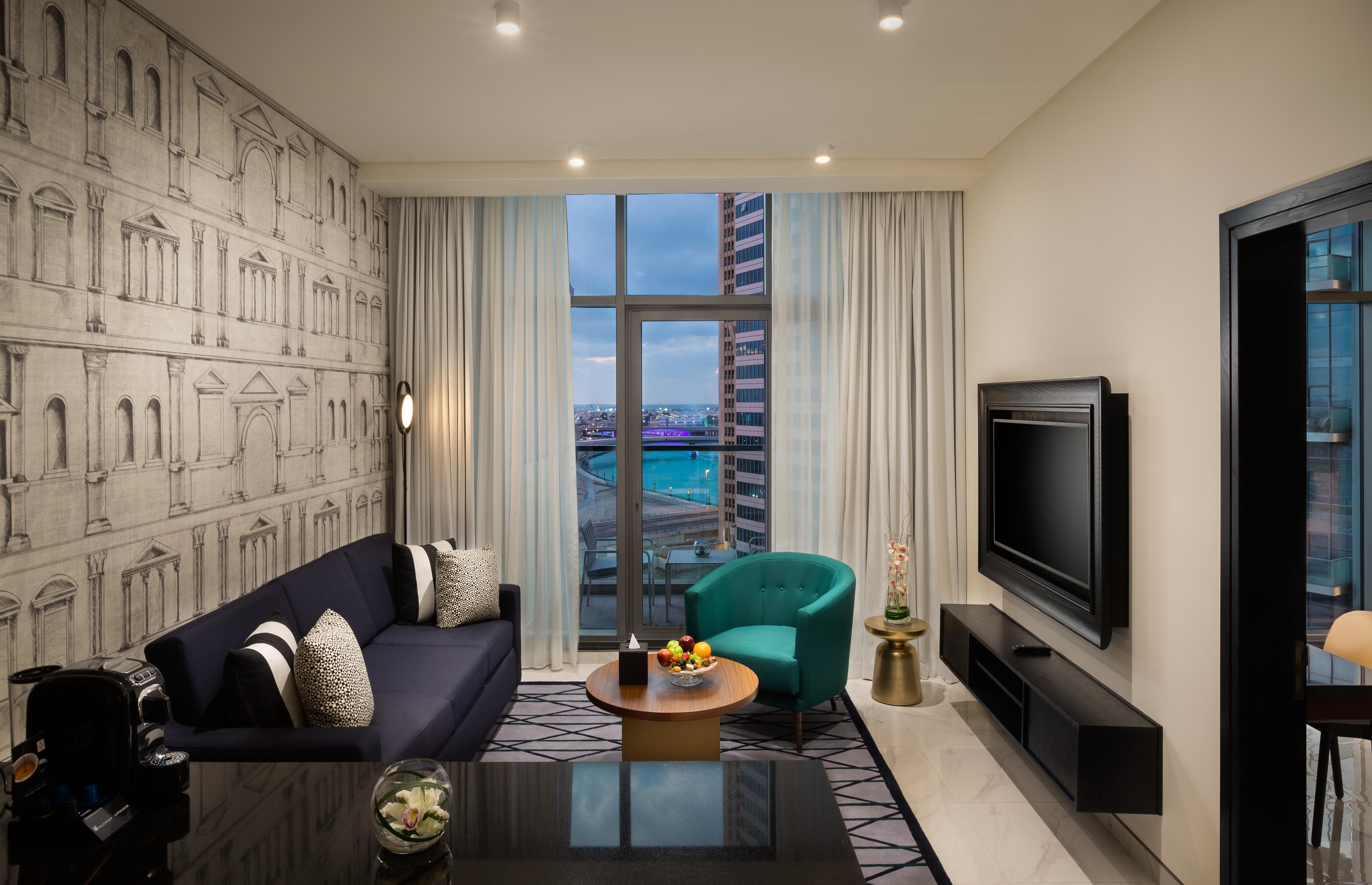 มิลเลนเนียม เอเตรีย บิสซิเนส เบย์ Aparthotel ดูไบ ภายนอก รูปภาพ Living room