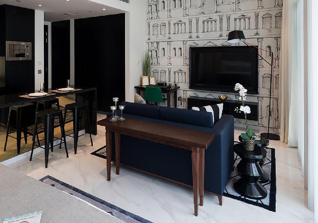 มิลเลนเนียม เอเตรีย บิสซิเนส เบย์ Aparthotel ดูไบ ภายนอก รูปภาพ A living room in a condominium