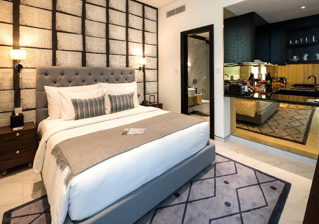 มิลเลนเนียม เอเตรีย บิสซิเนส เบย์ Aparthotel ดูไบ ภายนอก รูปภาพ A bedroom at the hotel